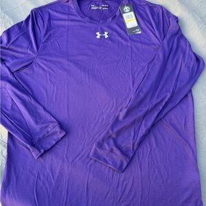 Under Armour Men’s Long Sleeve Shirt - Purple with White Logo